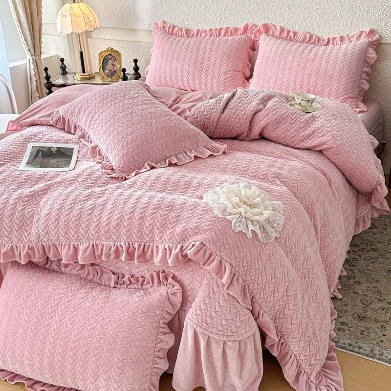 高端正品婴儿绒床盖四件套【多功能夹棉被套】冬季保暖加厚款宝宝绒