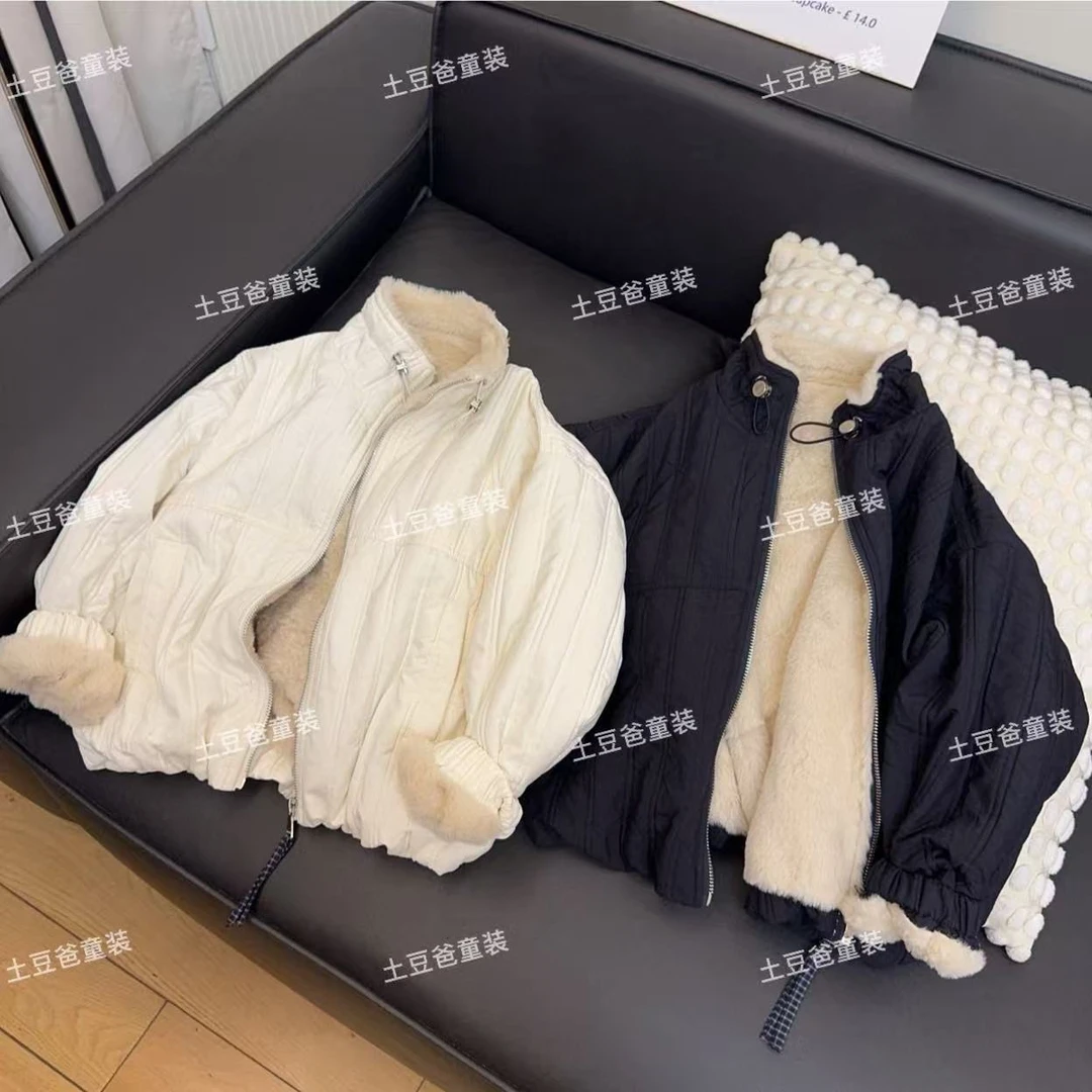儿童加厚外套秋冬款2025新款男女童冬装男大童冬季时髦洋气上衣