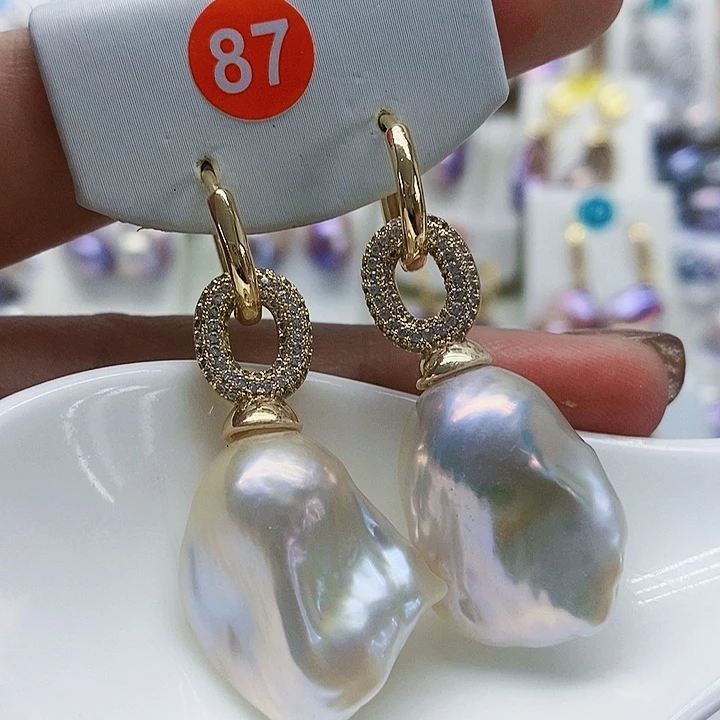 银S925镶嵌耳饰淡水珍珠