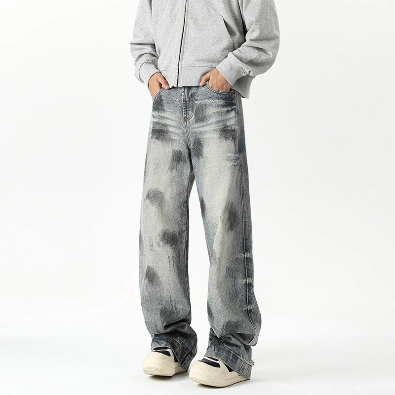 水洗潮牌牛仔裤男2025设计感新款微喇叭直筒裤美式ins高街男生