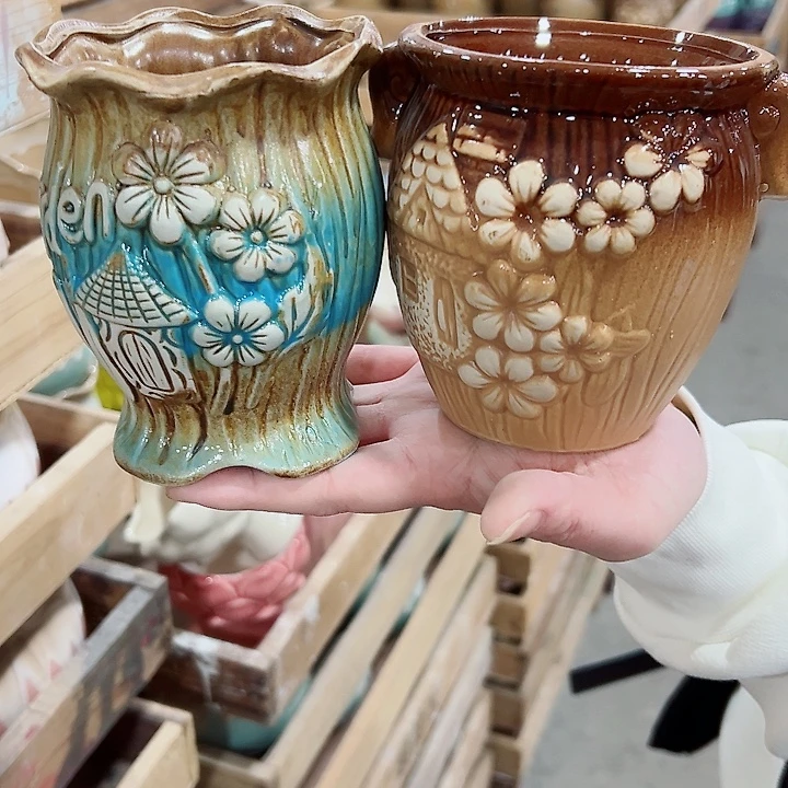 有孔.凑满10元发货多肉陶瓷花盆！