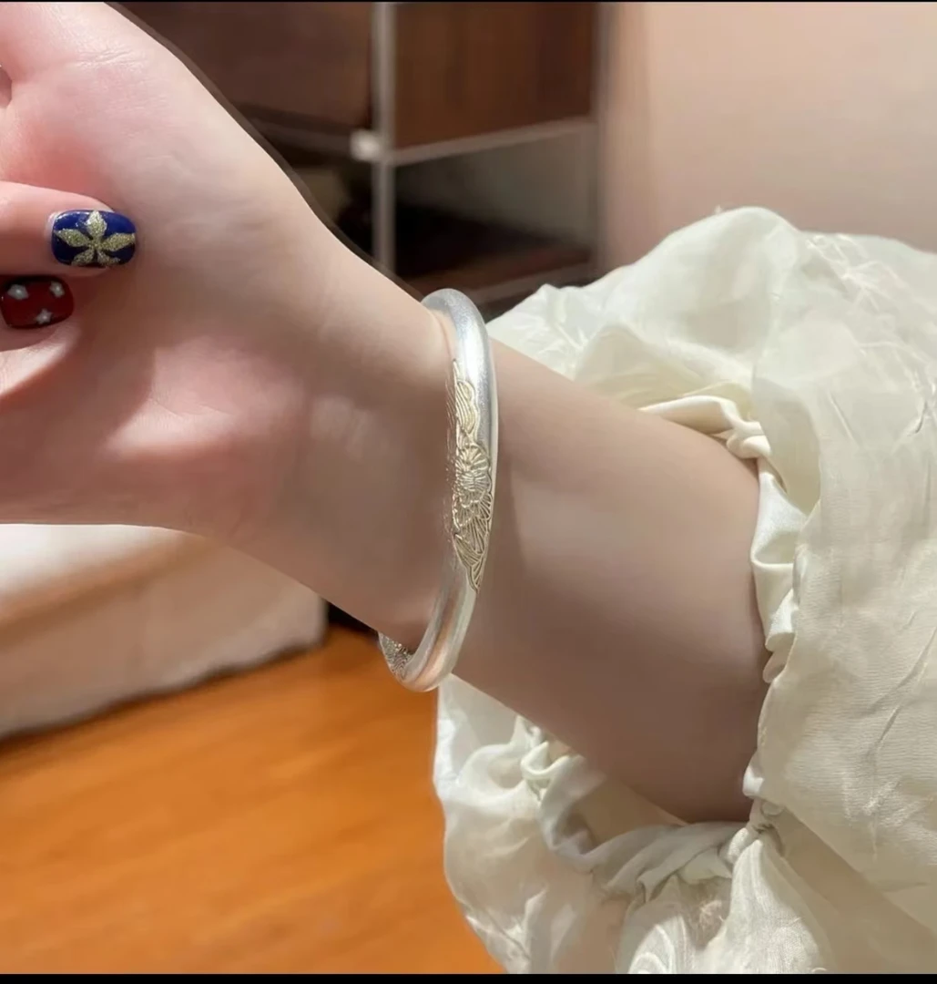 999.9银繁花闭口镯
