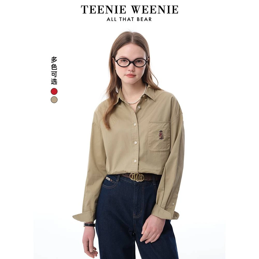 *TeenieWeenie小熊25春新款休闲新派简约微阔基础衬衣TTYW256306N