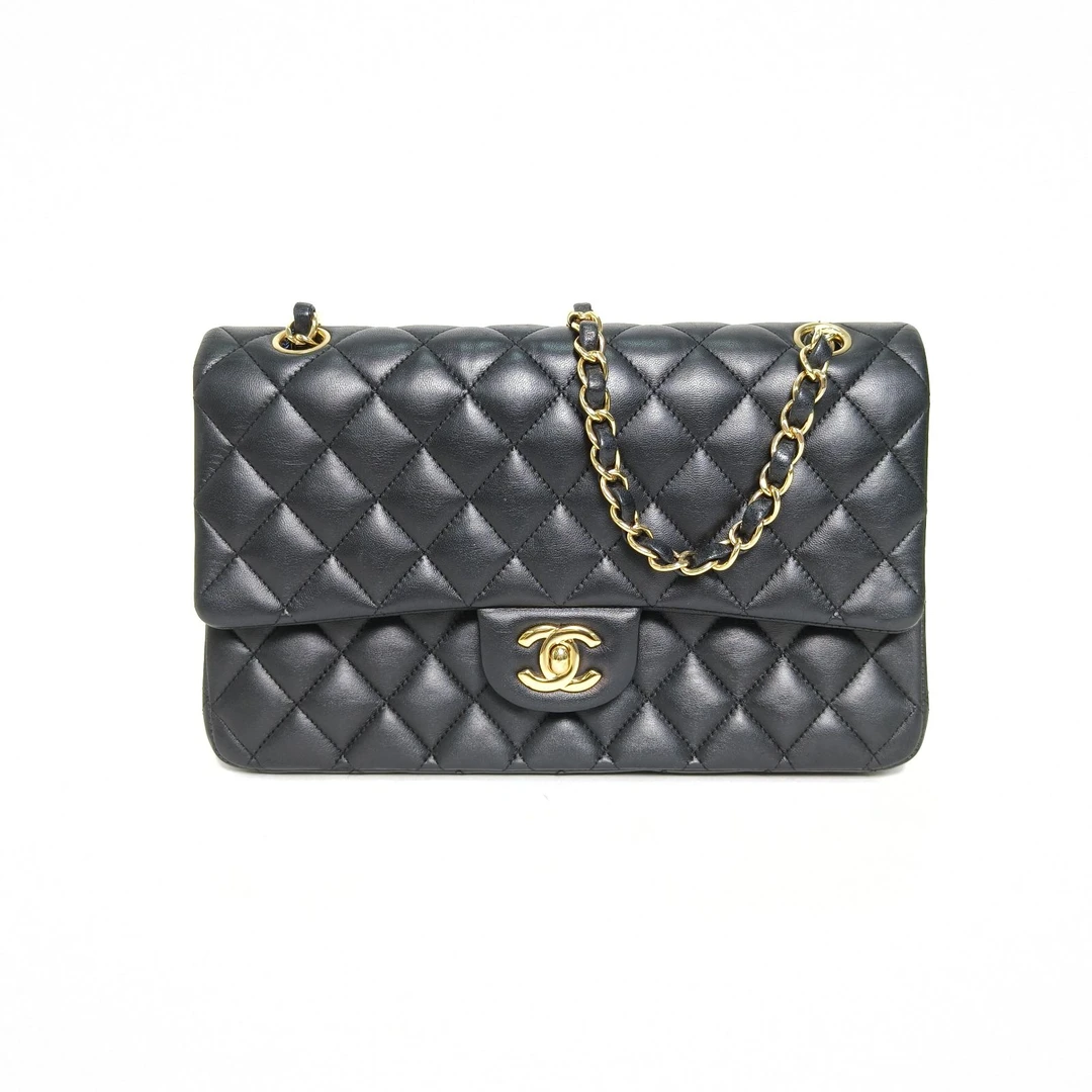 95新 Chanel/香奈儿 【娇】CF 口盖包 中号 皮革S 23开金扣 314760