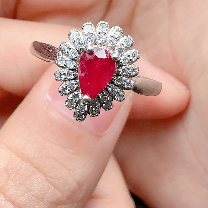 红宝石银S925镶嵌戒指