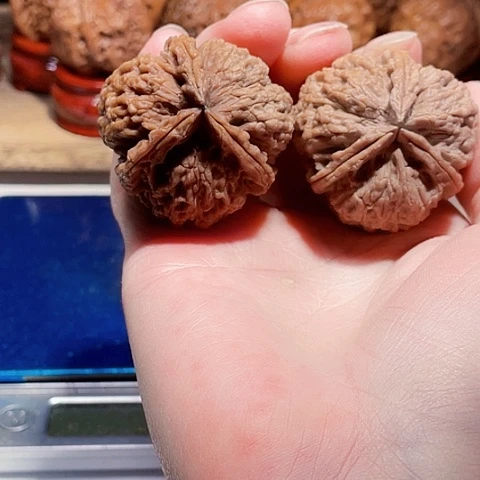 文玩核桃把件西北蜂带阴皮磕尖40