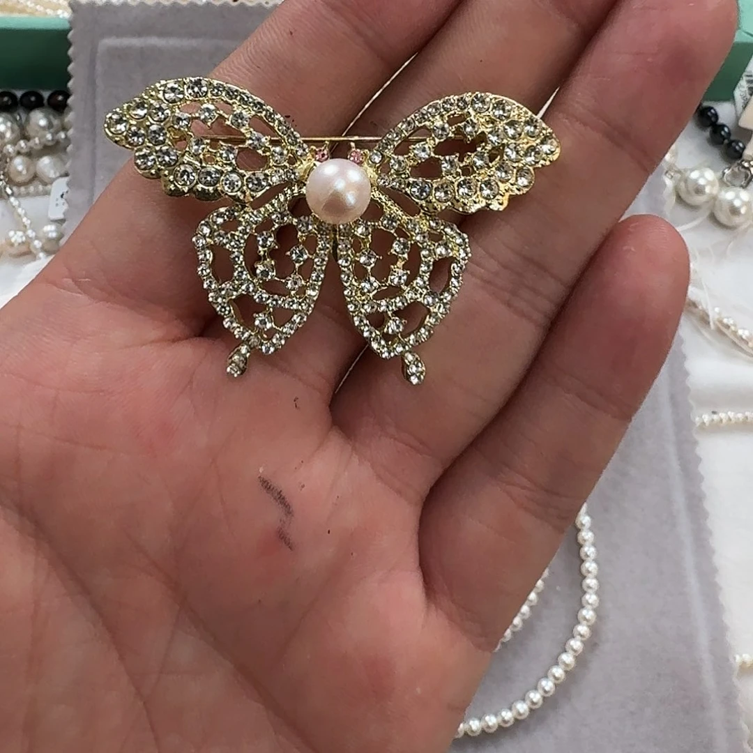 淡水珍珠颈饰银S925镶嵌橙****?