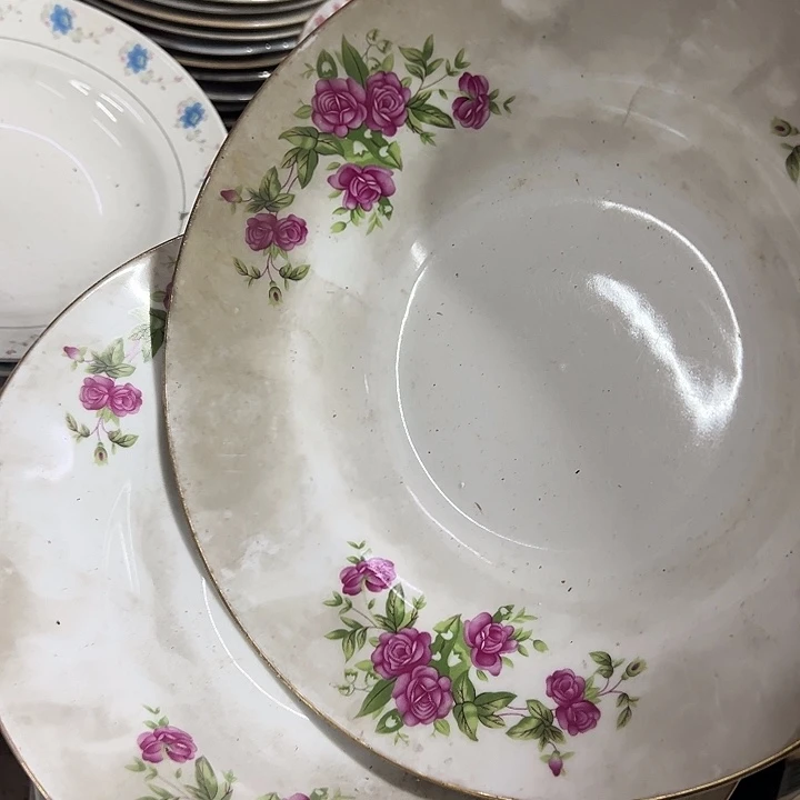 摆件陶2个22.5厘米花花盘子