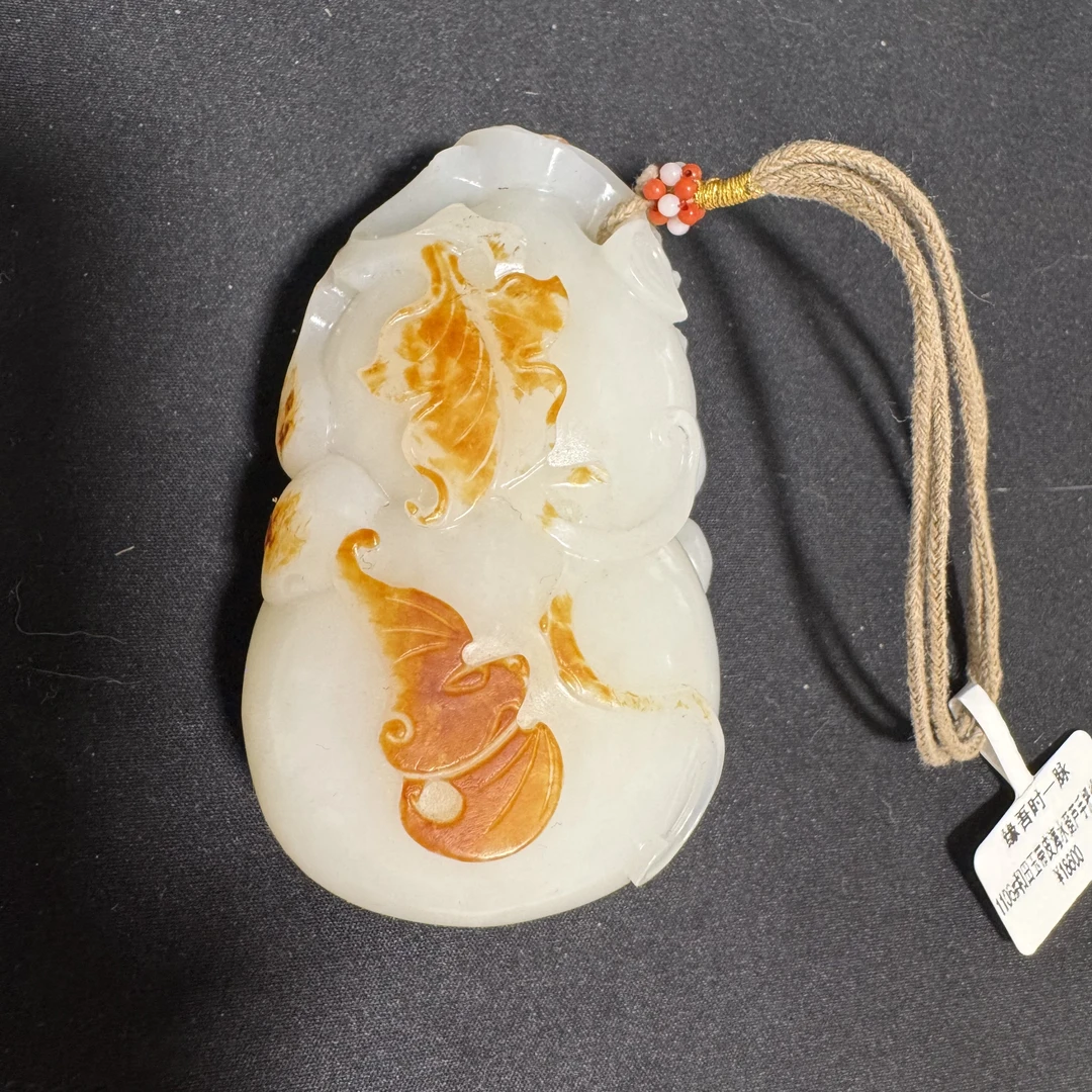 1106-精品和田玉葫芦手把件