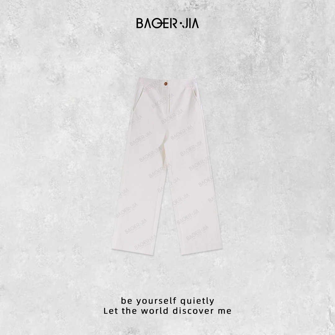 6-【白牛】宝儿家含幂BC65224412早春时尚百搭白净休闲直筒阔腿裤
