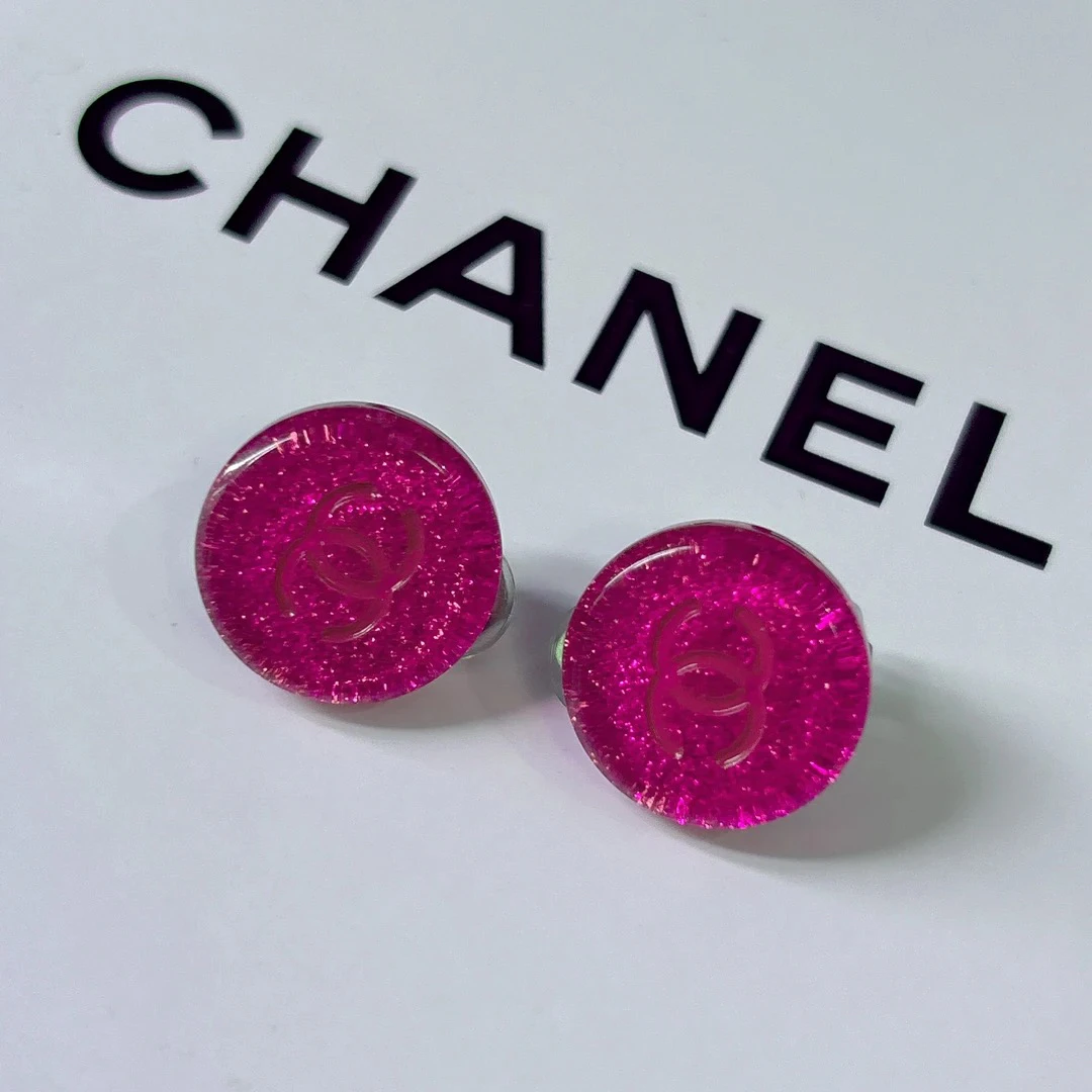 95新 Chanel/香奈儿 Chanel vintage香奈儿中古粉色耳夹