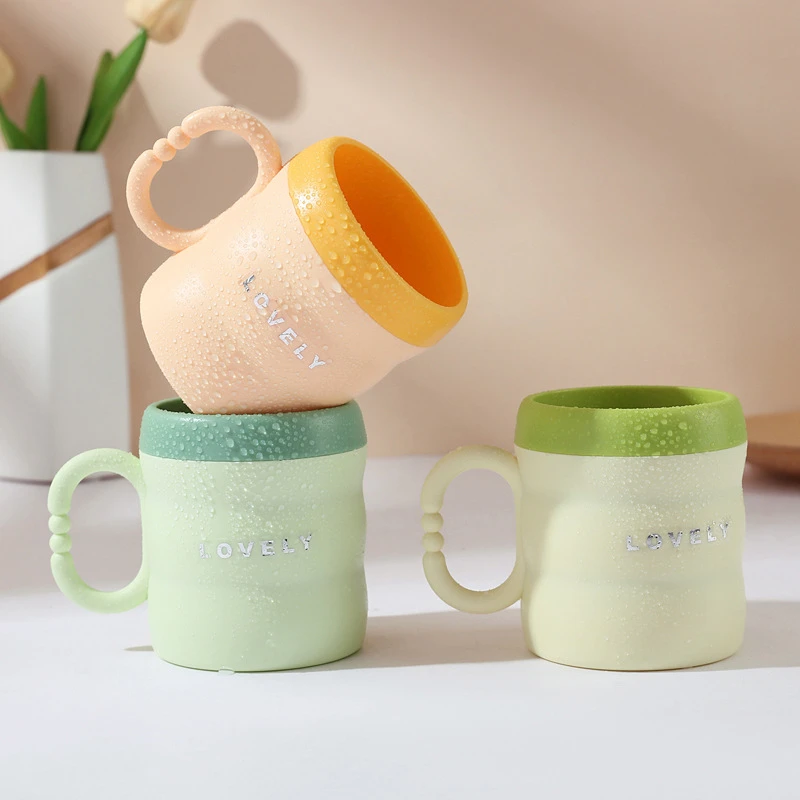 双层漱口杯加厚仿陶瓷牙刷杯高颜值家庭亲子杯情侣竹节杯刷牙杯