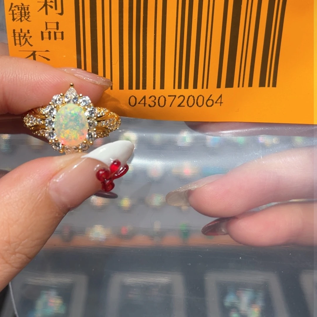 欧泊欧巴戒指银S925镶嵌H****?