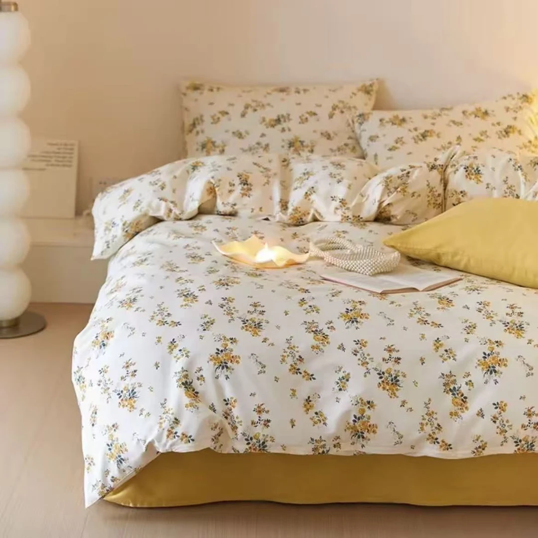 全棉100%纯棉斜纹人纹单被套小碎花