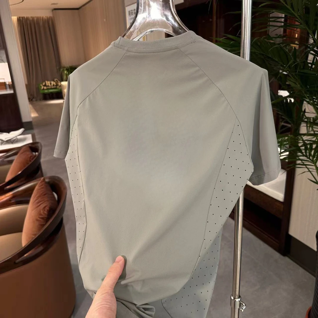 全标发货 夏季男士透气网孔短袖户外休闲圆领半袖T恤666