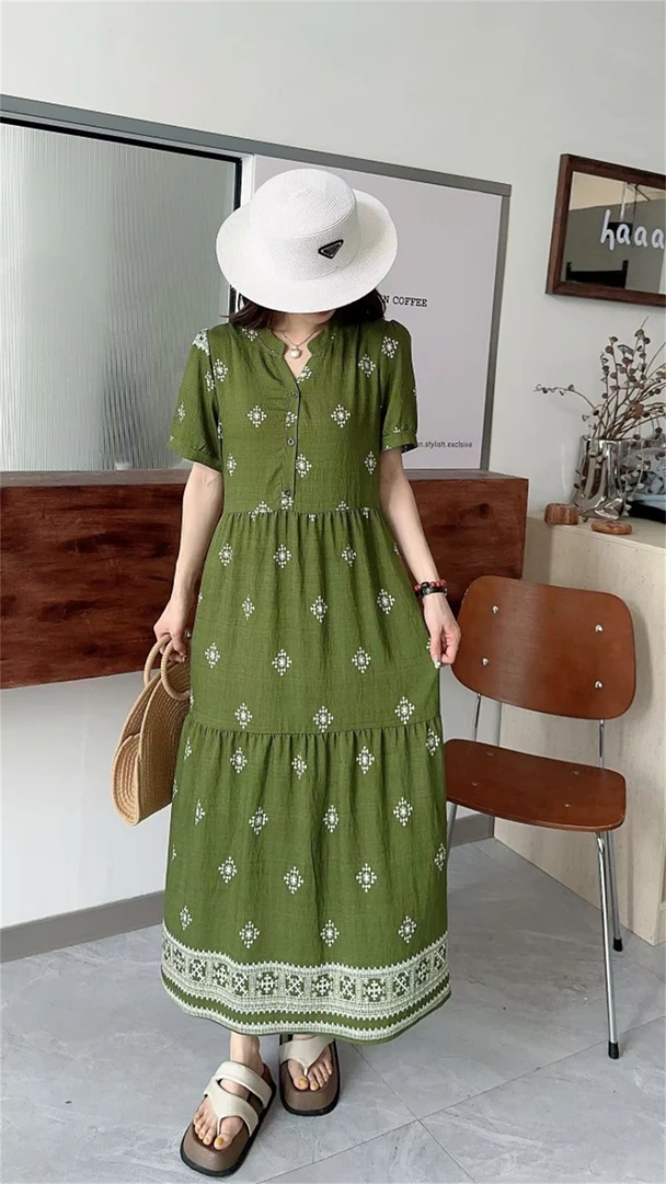 YH-[惊艳色块]2025夏季新款波西米亚时尚连衣裙GL-FC6509