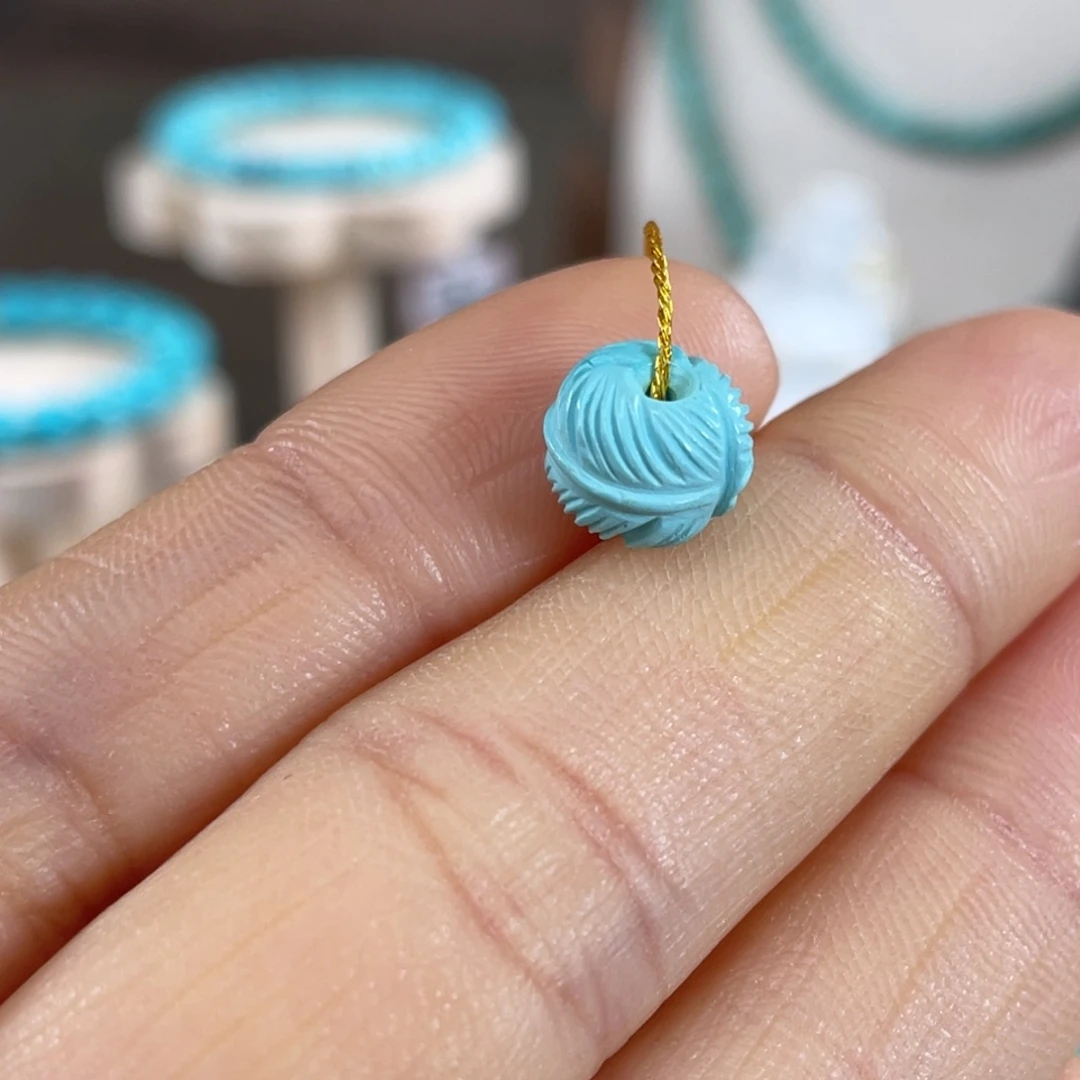 绿松石未镶嵌套链羽毛珠8.3mm