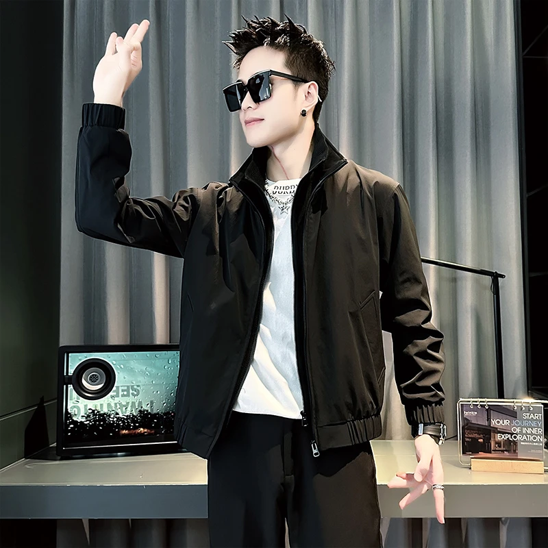 外套男士秋季韩版潮流上衣服2025秋款外套休闲百搭潮牌工装短款