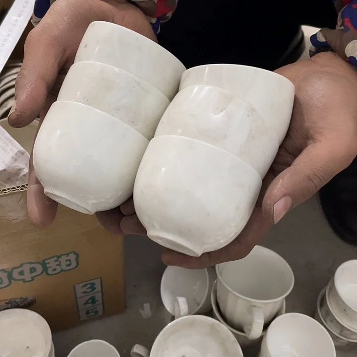 瓷片骨质瓷茶杯6个 口径7厘米