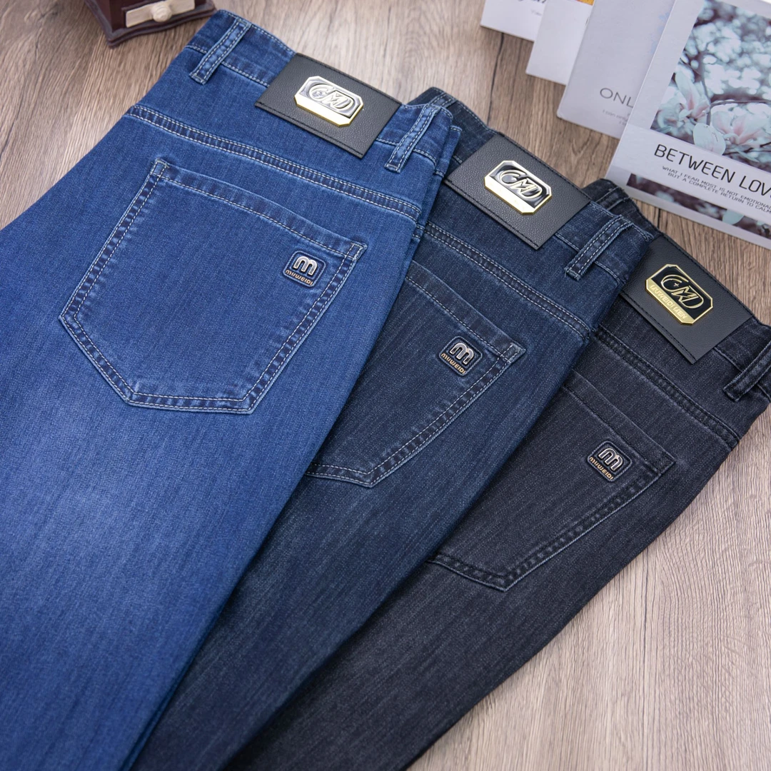 春夏新款轻奢休闲男士牛仔裤 长裤百搭宽松中老年直筒裤