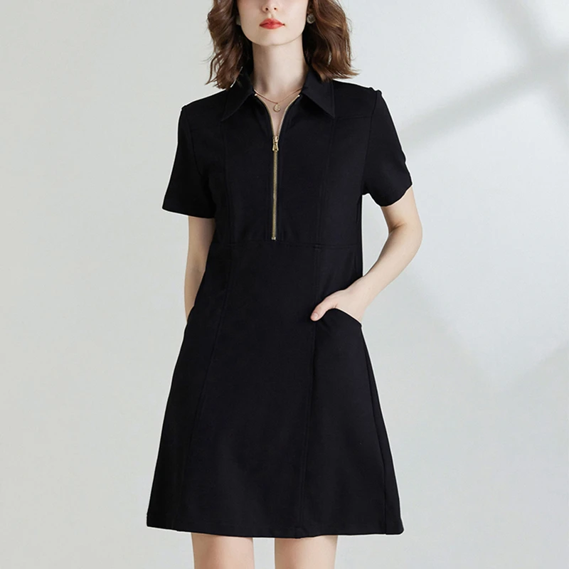 轻奢高端休闲大码女装2025夏季新款胖mm气质显瘦A版遮肚子连衣裙