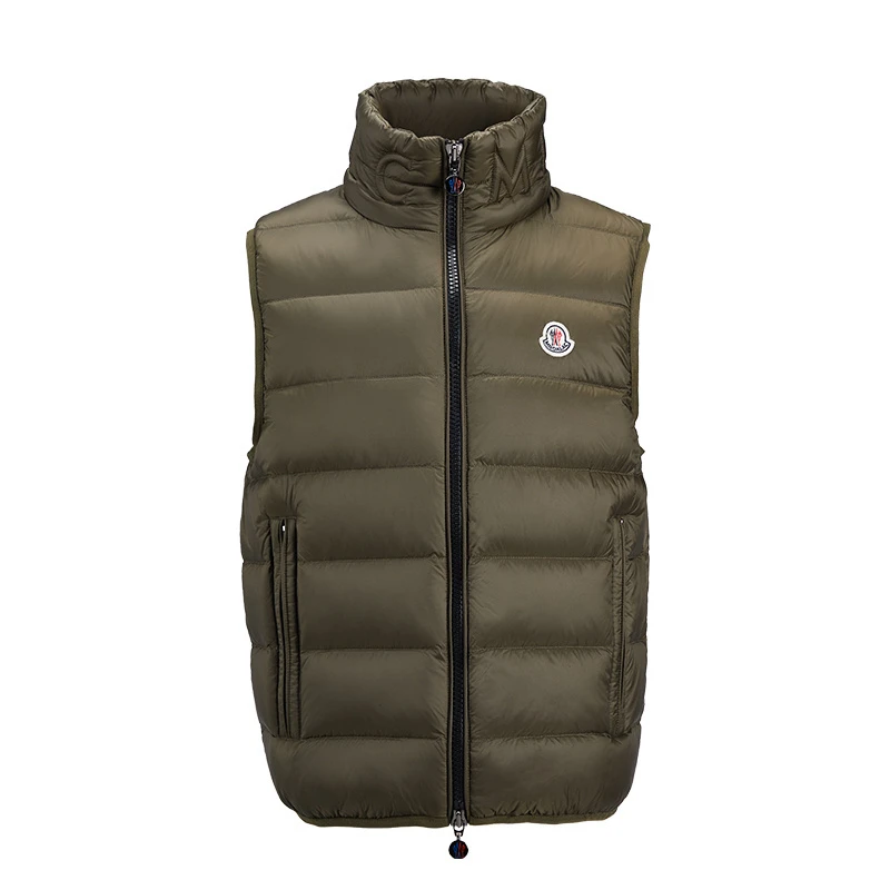 经典款90白鸭绒立领压花LOGO羽绒马甲