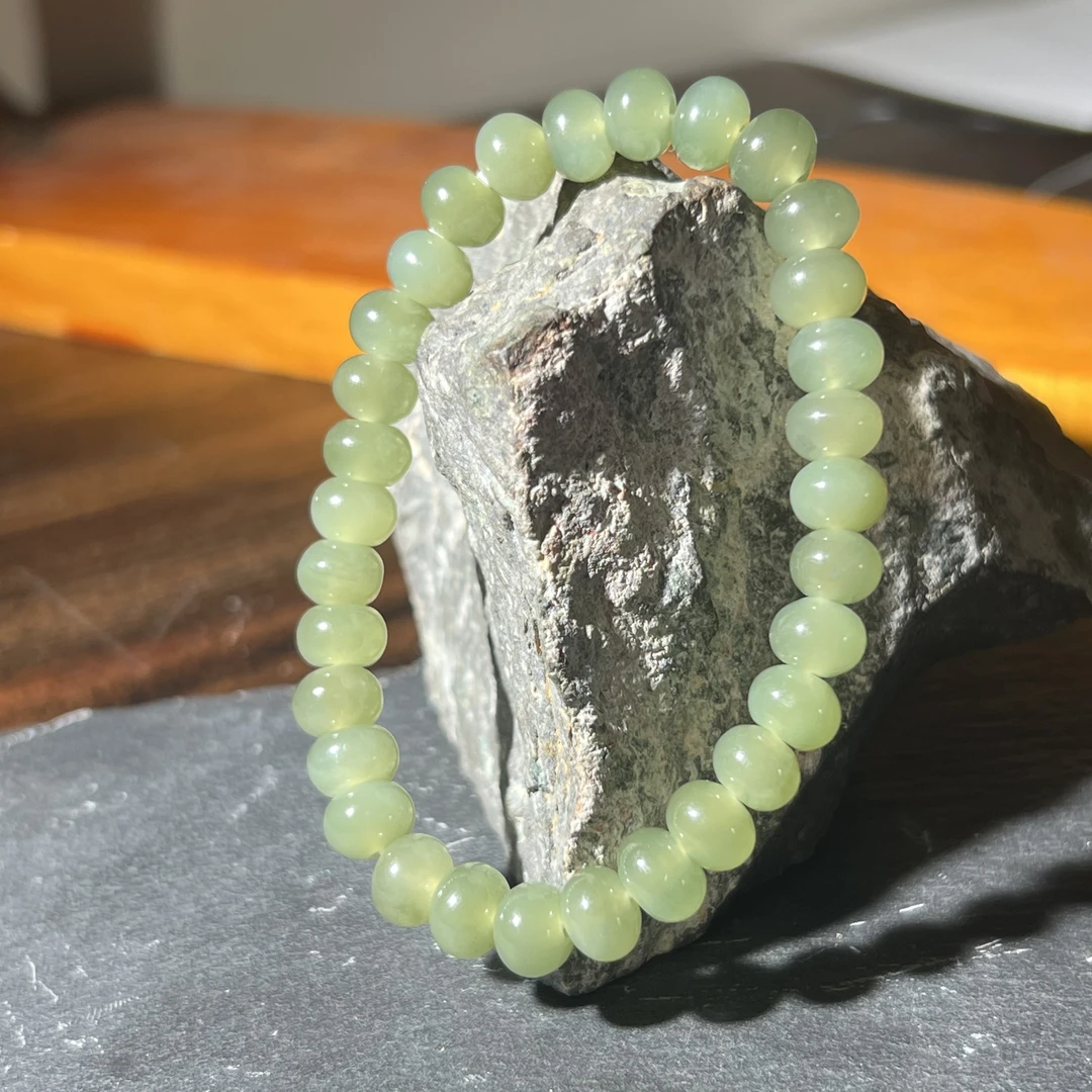 荧润冰底晴水算盘珠和田玉手串 KT24080231