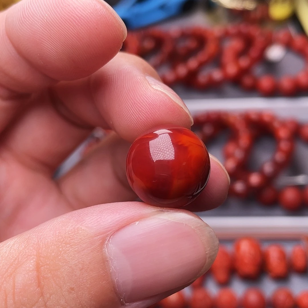 南红玛瑙南红玉石手串配饰未镶嵌15.5mm瓦西牛血红单珠