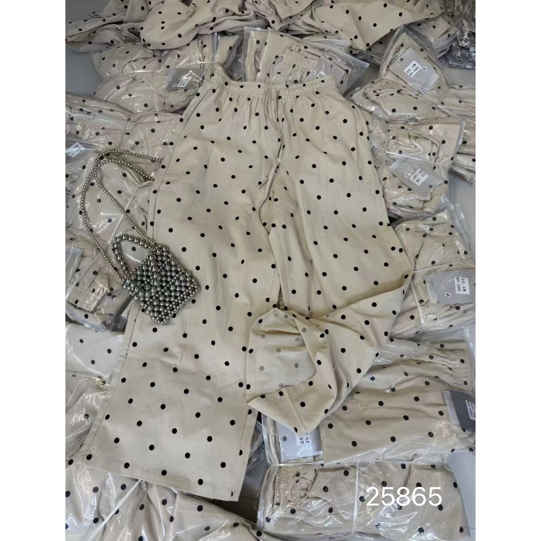 25865 SANFAN 新款大波点印花阔腿长裤