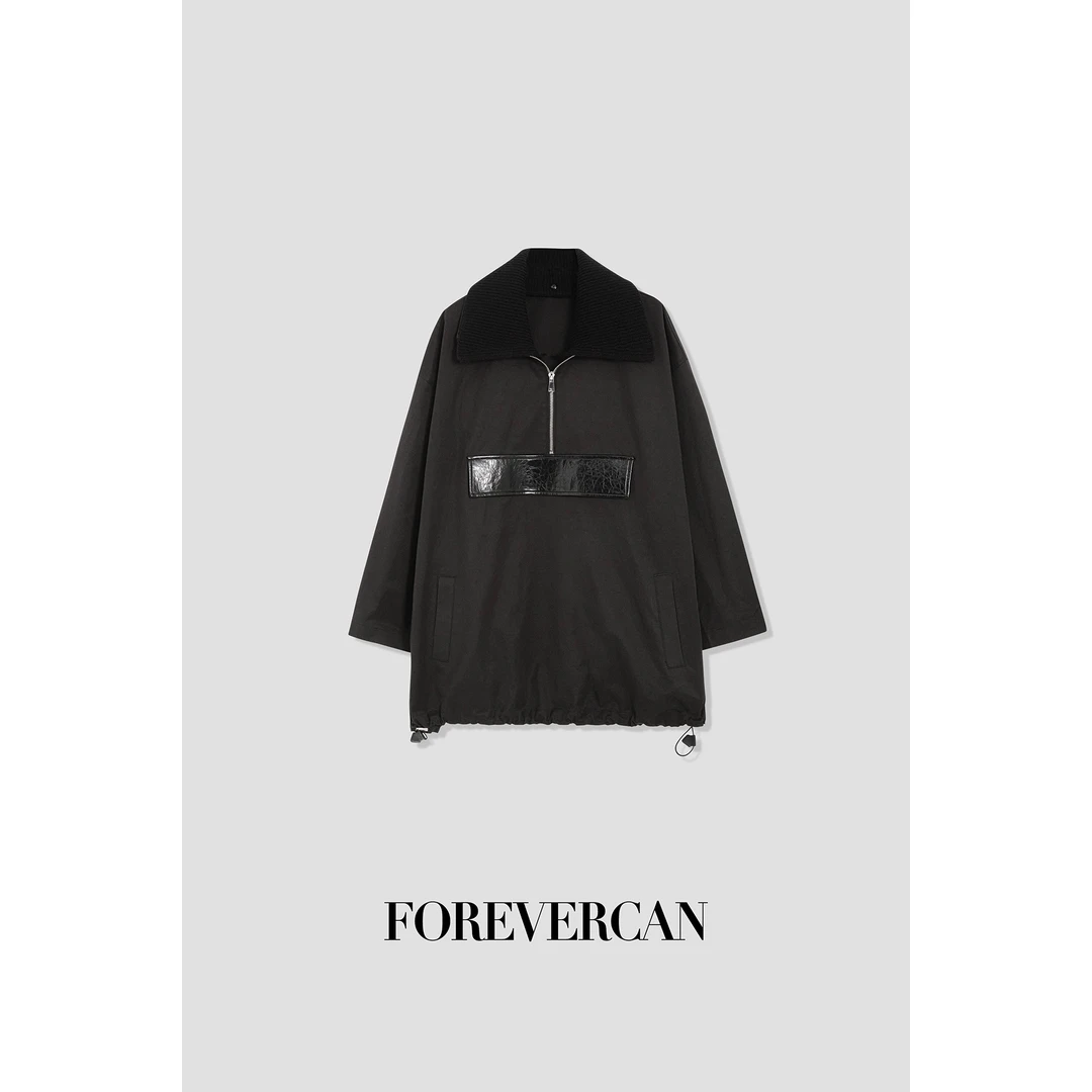 FOREVERCAN“伦巴第”休闲运动风翻领落肩卫衣上衣ST22212