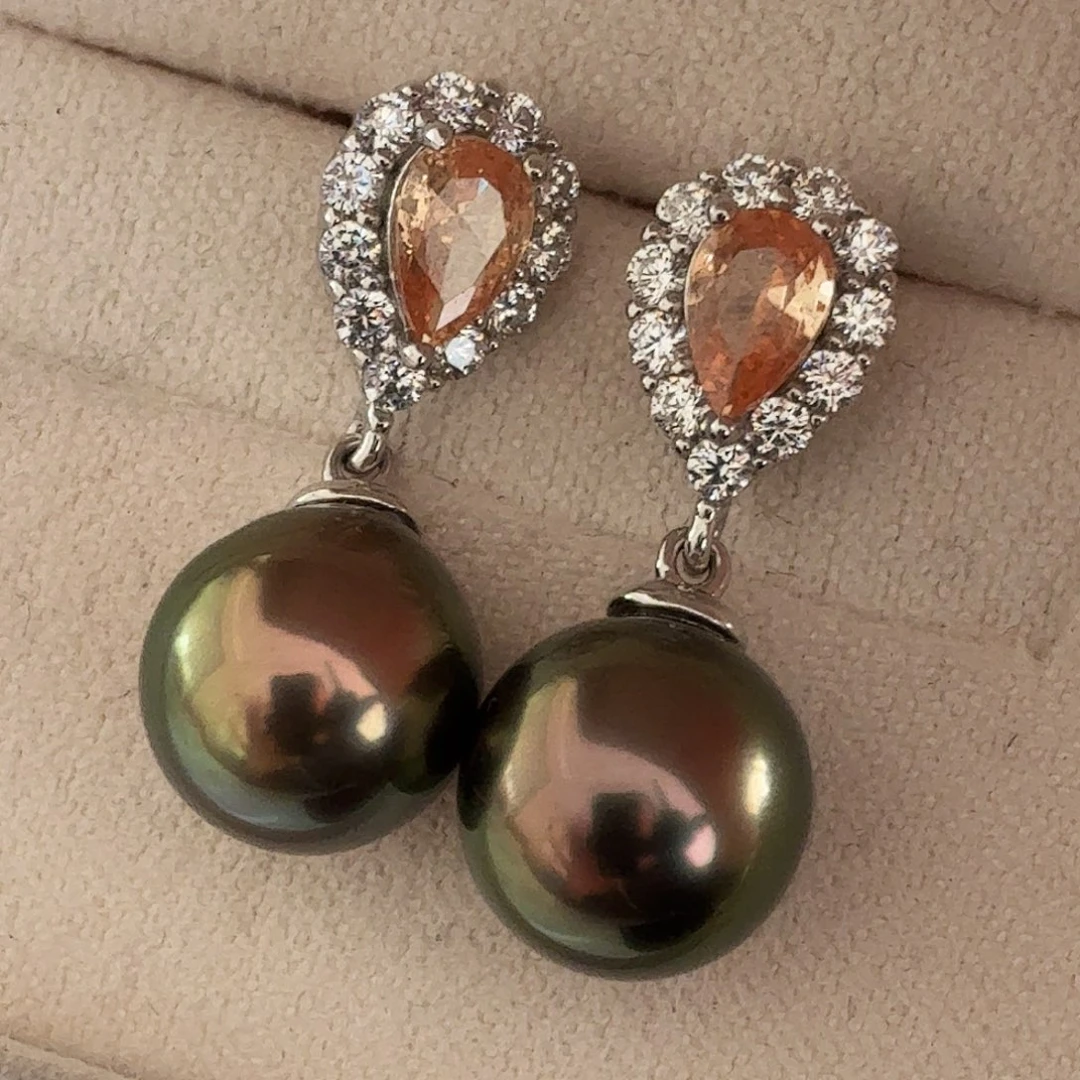 耳饰海水珍珠银S925镶嵌