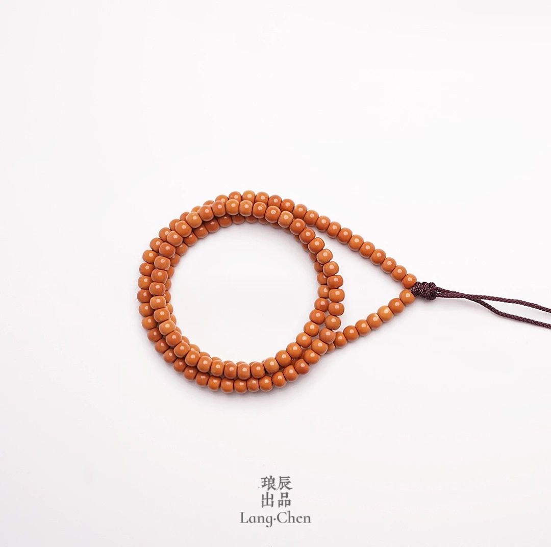 【FY高赛】5.1mm 全无白极限胡老型橄榄核老挝核尖108脖挂 琅辰出品