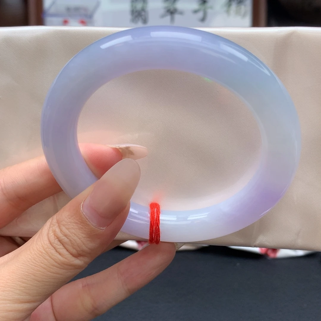 翡翠手镯未镶嵌薰衣草胖圆02号
