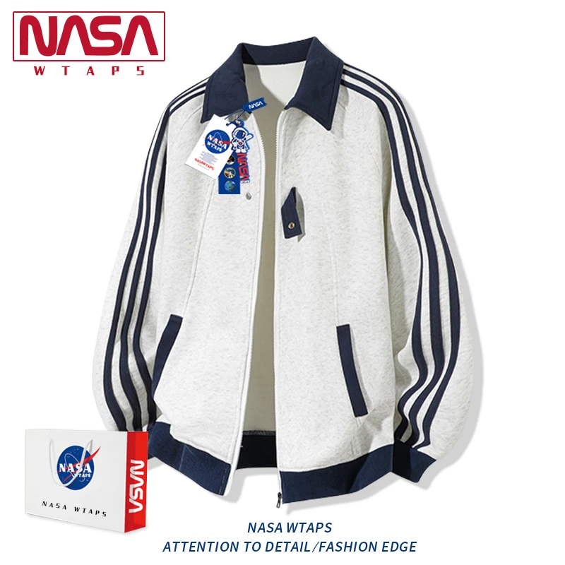 NASA WTAPS美式条纹夹克外套男秋季2025新款青少年宽松运动上衣潮