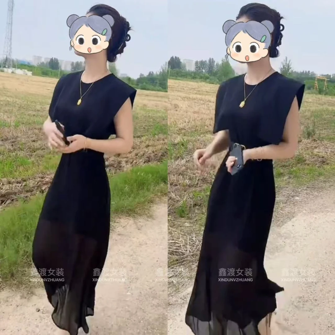 2025夏季新款时尚显瘦气质女士网红洋气连衣裙百搭款D9832