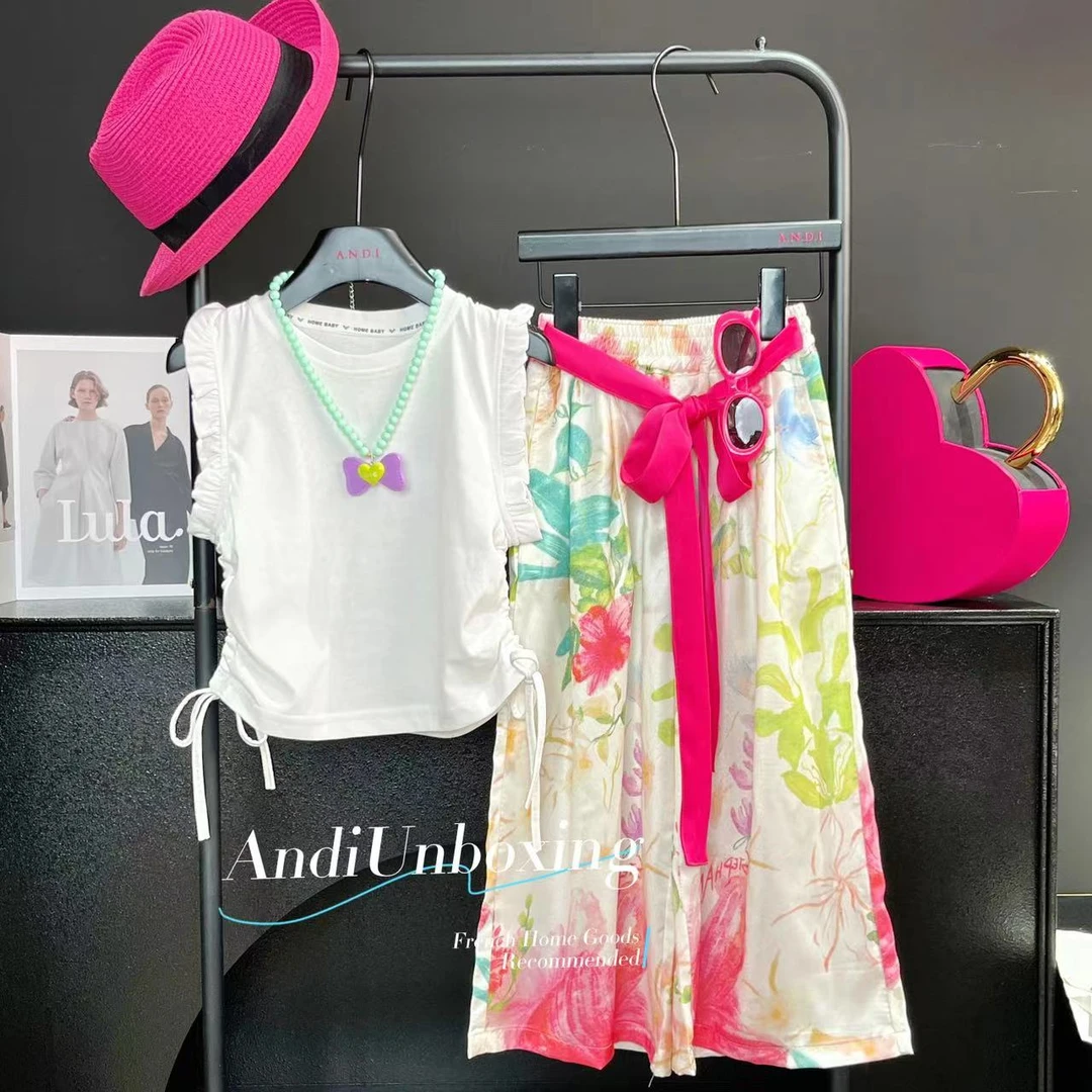 〖ANDI〗订制夏款女童时尚设计感无袖上衣长裤两件套套装2486