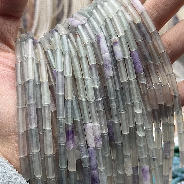 未镶嵌玛瑙/玉髓珠宝半成品一条4/13mm左右萤石管珠