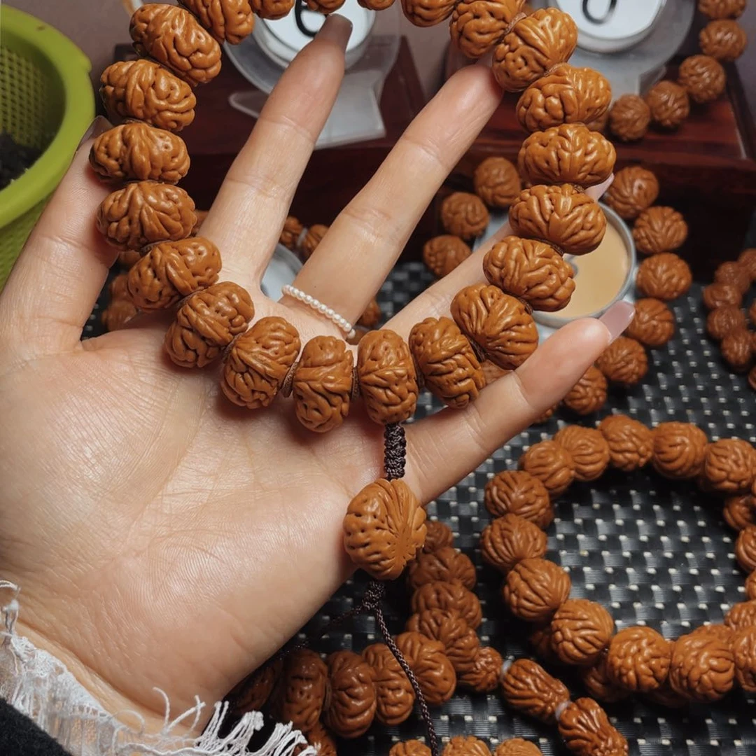桃核手串我****！秦岭龙纹桃核