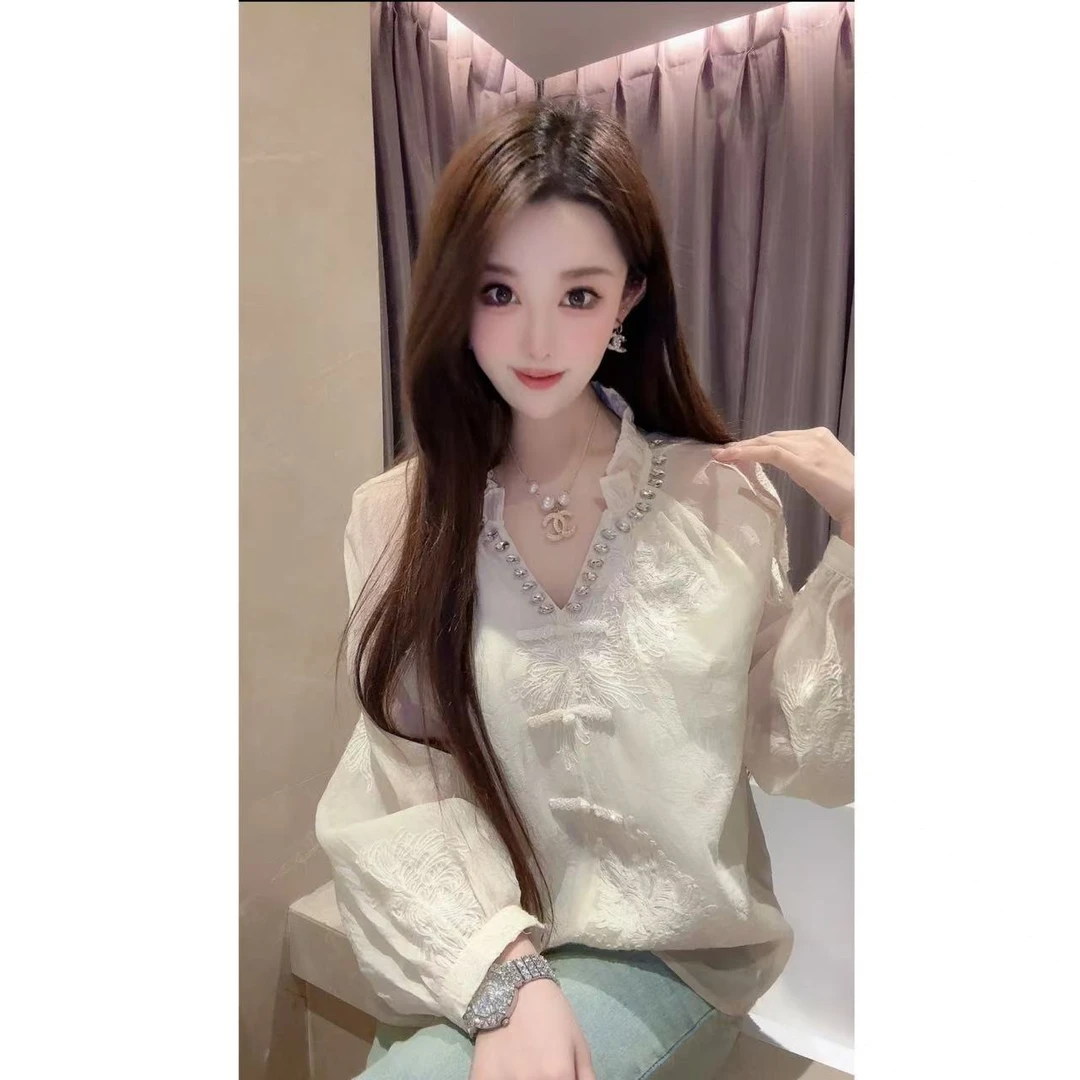 JY&JY橙子大大【梦萦几度】重工缝钻国风提花盘扣衬衫上衣 16130