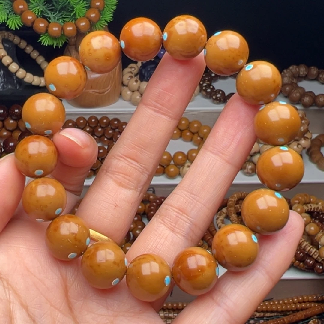 紫金鼠手串卡13半实心光珠 镶嵌款