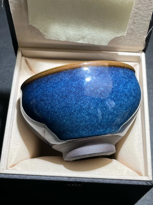 【梦幻回蓝将军带礼盒】手工盏杯高端茶盏主人杯