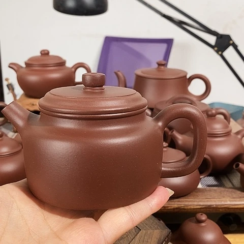 茶壶紫砂三约260cc德钟微瑕原矿紫泥