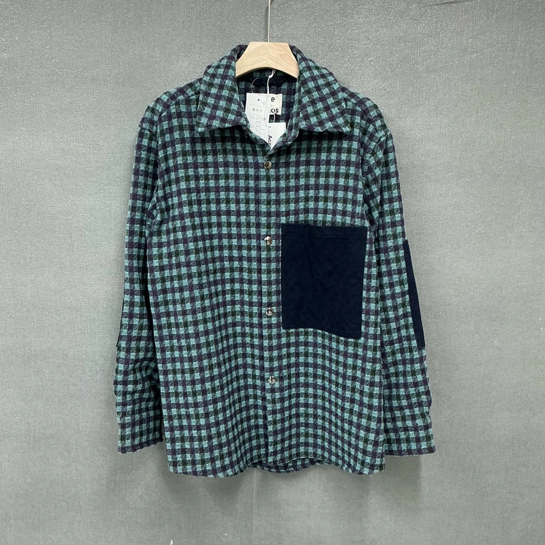 全新未使用 Acne studio 格纹法兰绒拼色衬衫外套52码