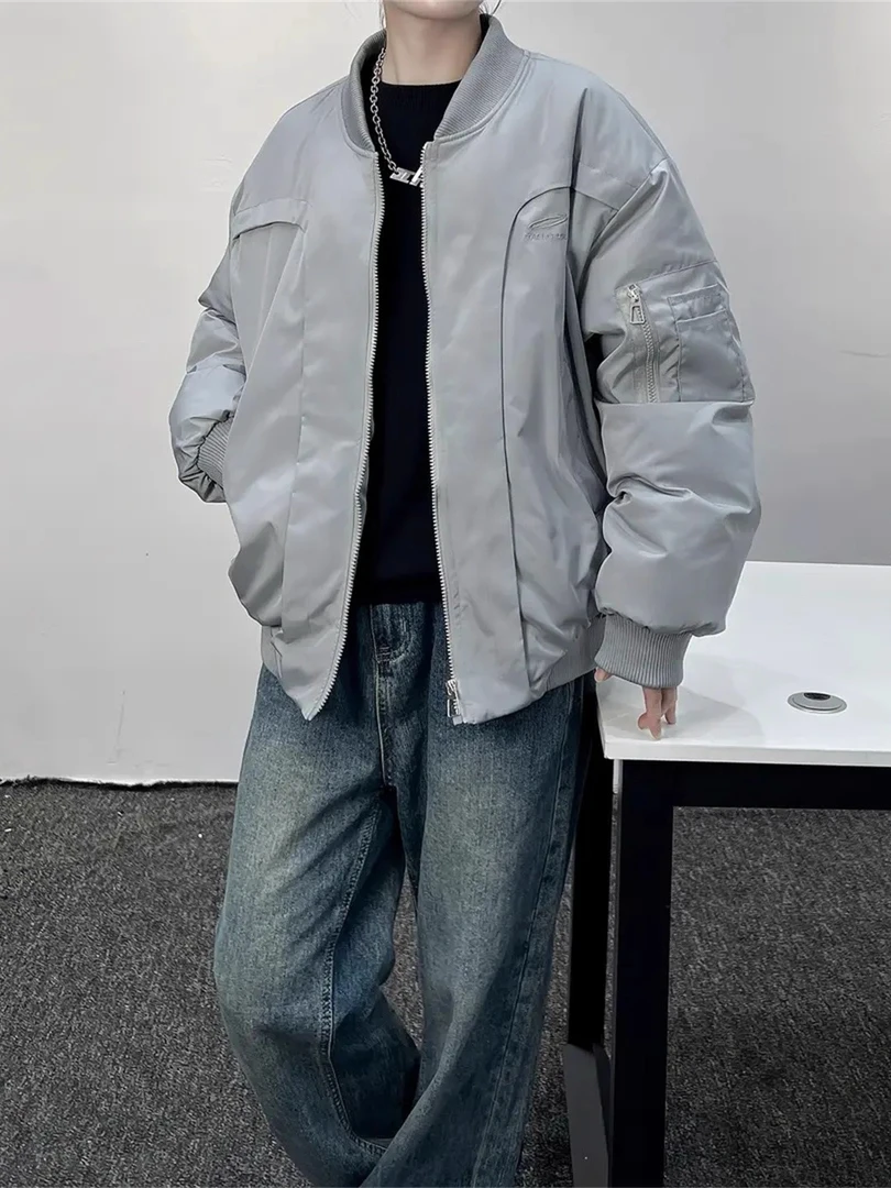 廓形mal飞行夹克棉服男款冬季加棉加厚bomber外套棒球领轻薄棉袄