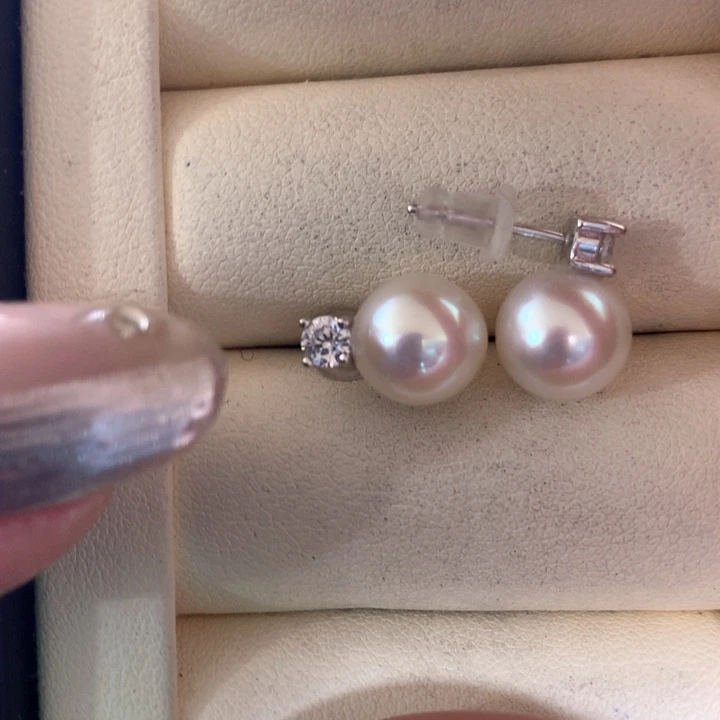 银S925镶嵌耳饰海水珍珠