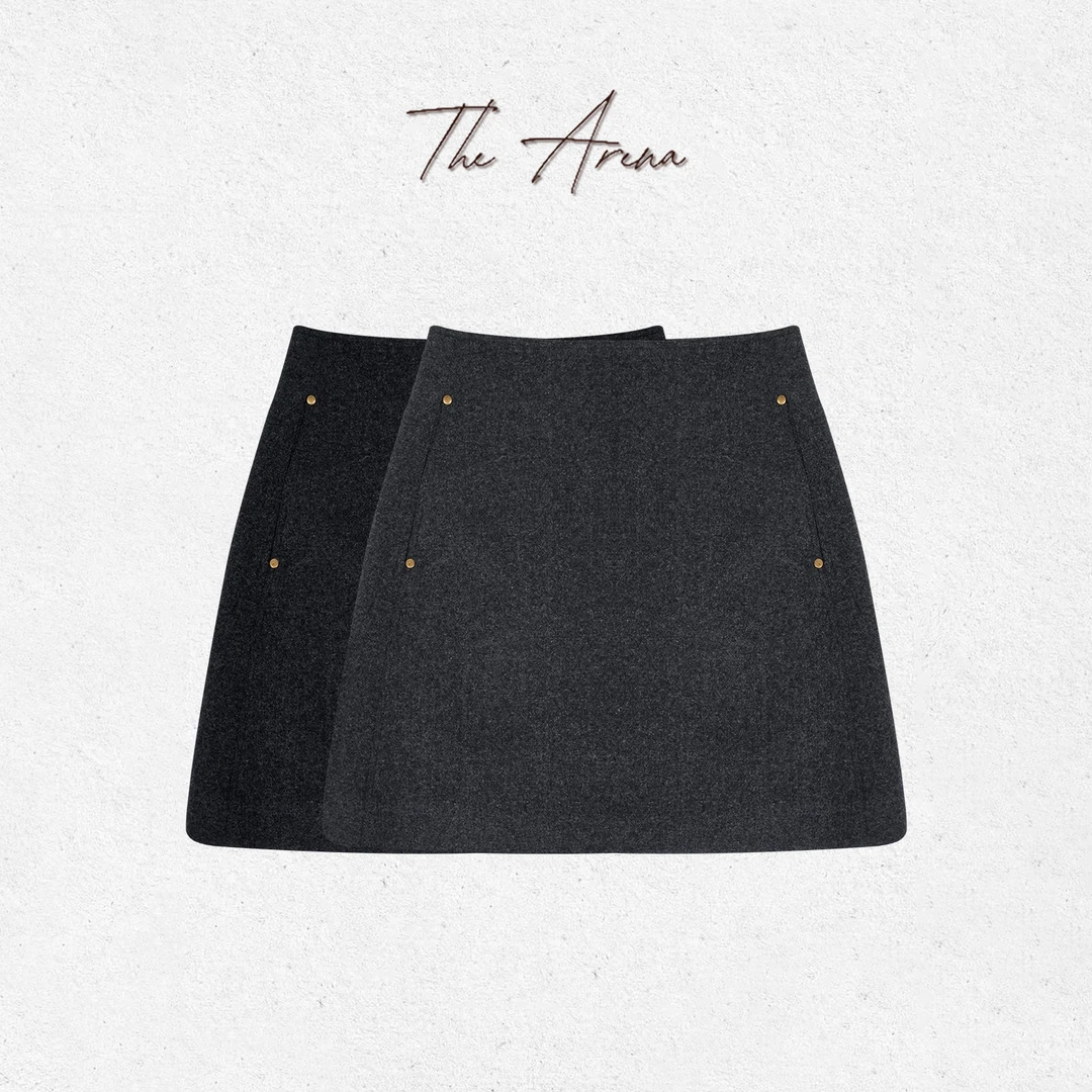 THE ARENA“时尚编辑”羊毛混纺撞钉半裙（短裤内衬）XY-1029