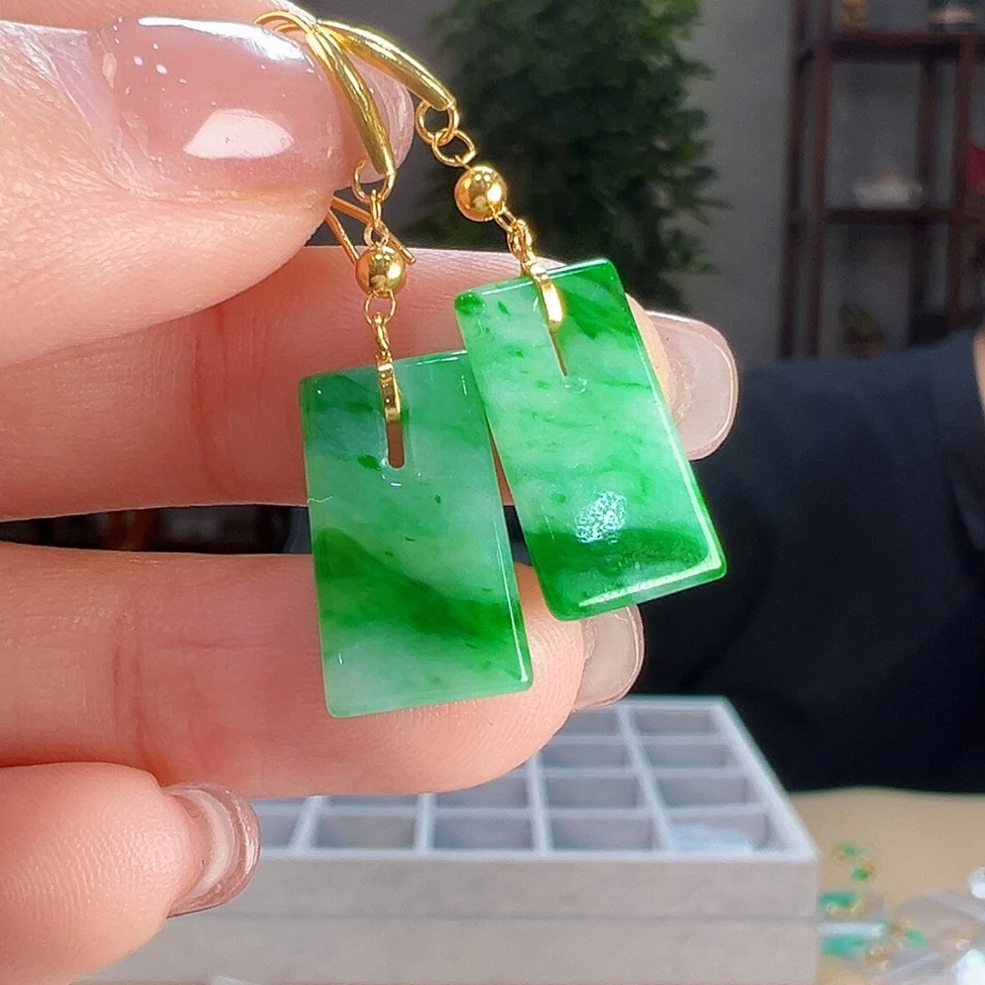 翡翠耳饰18K金镶嵌耳环57