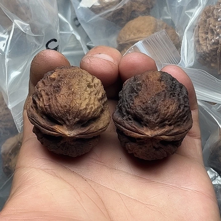 文玩核桃把件54号花花有坑洞云铁