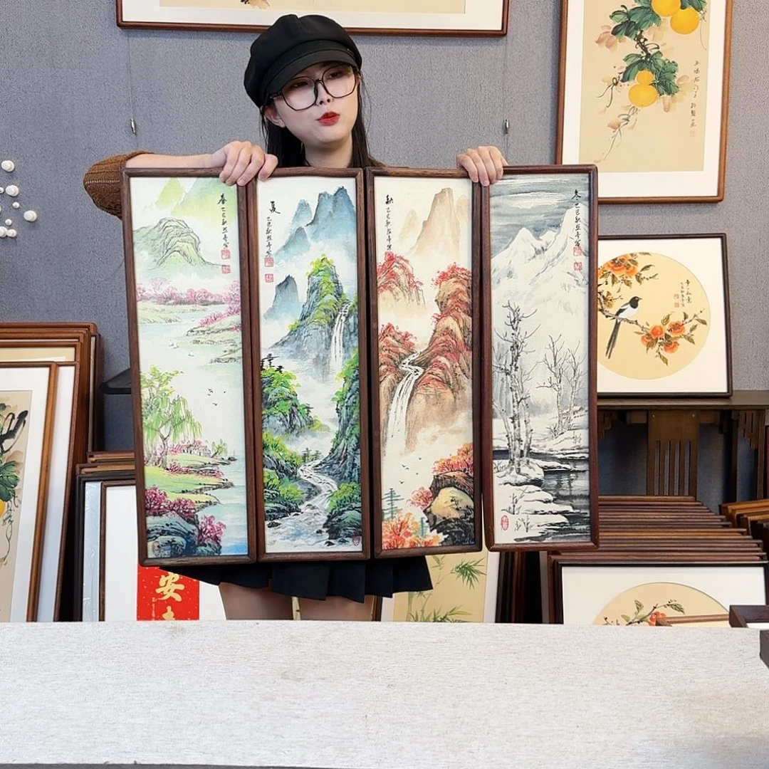 版画纯手绘，纯手写带框尺寸：20×70厘米