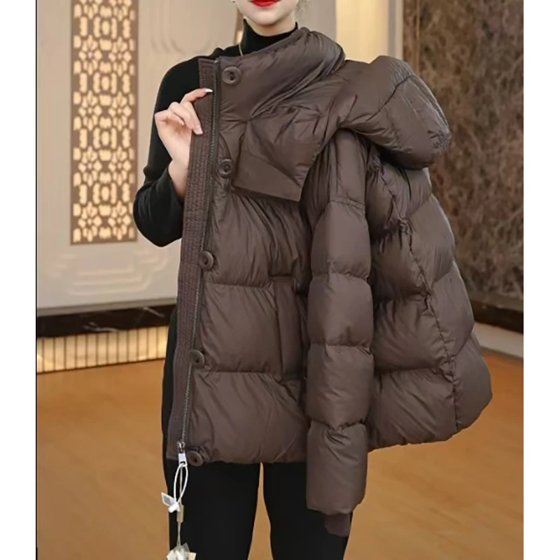 2024冬季新款时尚洋气轻奢百搭立领加厚保暖羽绒服